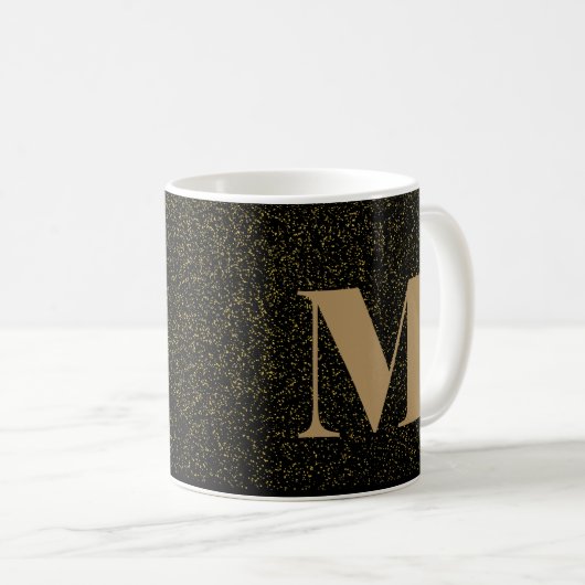 Black Gold Glitzer Custom Initial Kaffeetasse (VorderseiteRechts)