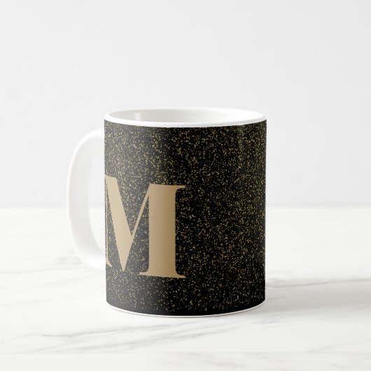 Black Gold Glitzer Custom Initial Kaffeetasse (Vorderseite Links)