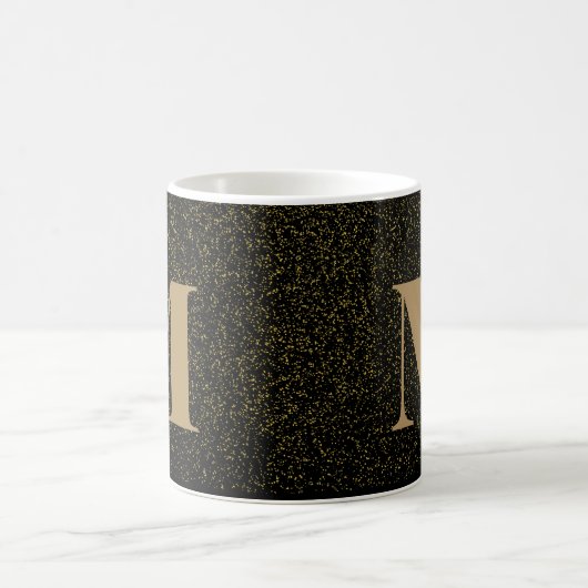 Black Gold Glitzer Custom Initial Kaffeetasse (Mittel)