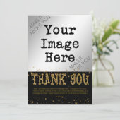 Black & Gold Glitzer DANK Dankeskarte (Stehend Vorderseite)