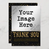 Black & Gold Glitzer DANK Dankeskarte (Vorne/Hinten)