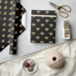 Black Gold Glitzer Diamonds Geschenkpapier