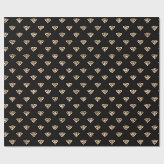 Black Gold Glitzer Diamonds Geschenkpapier (Flach)