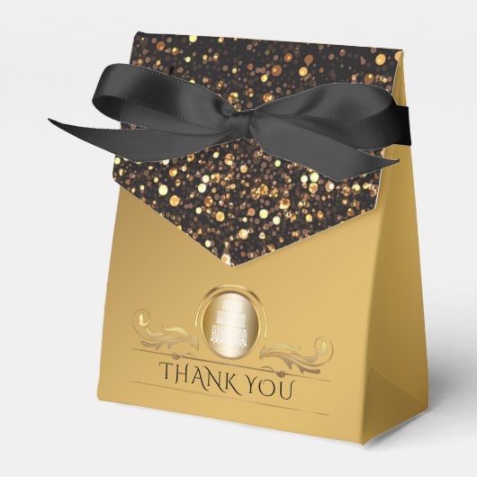Black Gold Glitzer Diamonds Wedding Vielen Dank Geschenkschachtel (Vorderseite)