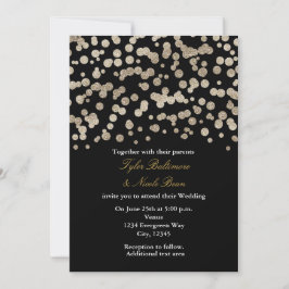 Black & Gold Glitzer Dot Modern Wedding Einladung