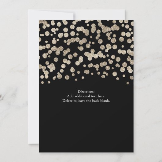 Black & Gold Glitzer Dot Modern Wedding Einladung (Rückseite)