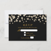 Black & Gold Glitzer Dot Modern Wedding RSVP Card (Vorderseite)