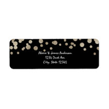 Black & Gold Glitzer Dot Moderne Adressenmarken