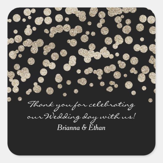 Black & Gold Glitzer Dots Moderne Sticker (Vorderseite)