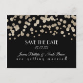 Black & Gold Glitzer Dots Save the Date Postkarte (Vorderseite)