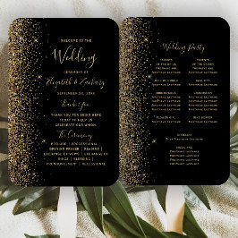 Black Gold Glitzer Edge Hochzeitsprogramm Fächer