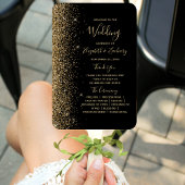 Black Gold Glitzer Edge Hochzeitsprogramm Fächer