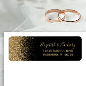 Black Gold Glitzer Edge Wedding Rücksendeadresse