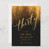 Black Gold Glitzer Elegant Modernes 30. Geburtstag Einladung (Vorderseite)
