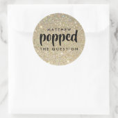 Black Gold Glitzer Er stellte die Frage Runder Aufkleber (Tasche)