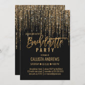 Black Gold Glitzer Fringe Vorhang Bachelorette Einladung (Vorne/Hinten)