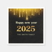 Black Gold Glitzer Frohes Neues Jahr 2025 Napkins Serviette (Vorderseite)