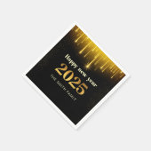Black Gold Glitzer Frohes Neues Jahr 2025 Napkins Serviette (Ecke)