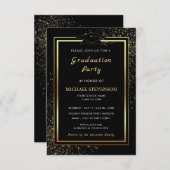 Black Gold Glitzer Funkelnd Abschluss Einladung (Vorne/Hinten)