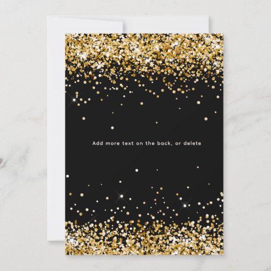 Black Gold Glitzer Geburtstag Einladung (Rückseite)