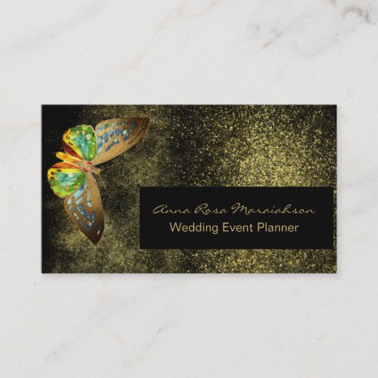 *~* Black Gold Glitzer Gilded Butterfly Chic Girly Visitenkarte (Vorderseite)