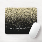 Black Gold Glitzer Girly Monogram Mousepad (Mit Mouse)