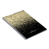Black Gold Glitzer Girly Monogram Notizblock (Rechte Seite)