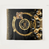 Black Gold Glitzer Glam 50. Geburtstag Hintergrund Wandteppich (Vorderseite (Horizontal))