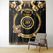 Black Gold Glitzer Glam 50. Geburtstag Hintergrund Wandteppich (Beispiel)