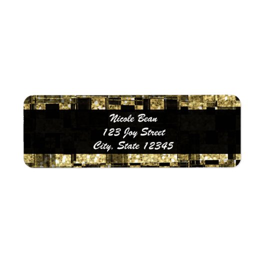 Black Gold Glitzer Glam Chic Squares Adressetikett (Vorne)