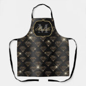 Black & Gold Glitzer Glam Diamonds Muster Schürze (Vorderseite)