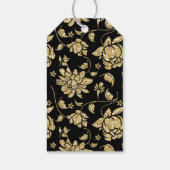 Black Gold Glitzer Glam Floral Happy Holidays Name Geschenkanhänger (Rückseite)