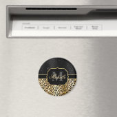 Black & Gold Glitzer Glam Leopard Spots & Art Deco Magnet (In Situ (Geschirrspüler))