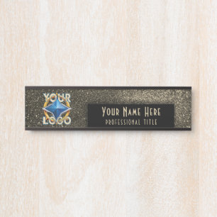 Black & Gold Glitzer Glam Stylish Namplate Office Türschild