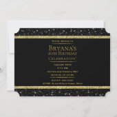 Black & Gold Glitzer Glam VIP Party Event Ticket Einladung (Rückseite)