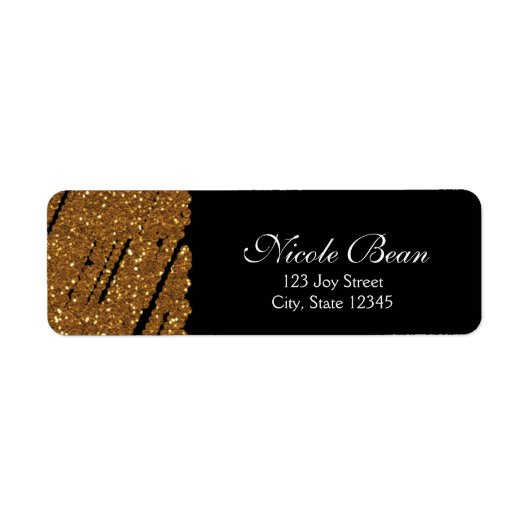 Black & Gold Glitzer Glamour Chic Address Labels (Vorne)