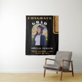 Black Gold Glitzer Glückwunschs Grad Foto Hintergr Wandteppich (Beispiel)