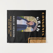 Black Gold Glitzer Glückwunschs Grad Foto Hintergr Wandteppich (Vorderseite (Horizontal))