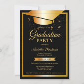 Black Gold Glitzer Graduation Party Einladung (Vorderseite)