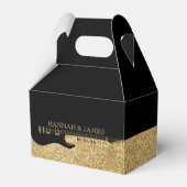 Black & Gold Glitzer Guitar Wedding Geschenkschachtel (Rückseite)