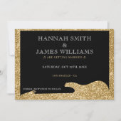 Black & Gold Glitzer Guitar Wedding Save The Date (Rückseite)