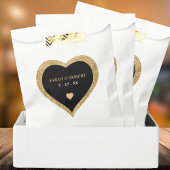 Black & Gold Glitzer Heart Wedding Geschenktütchen