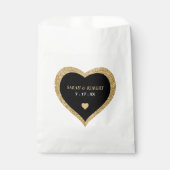 Black & Gold Glitzer Heart Wedding Geschenktütchen (Vorderseite)