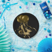 Black Gold Glitzer High Heel Schuhe Frauen Geburts Pappteller (Party)