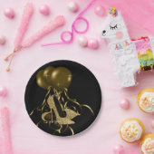 Black Gold Glitzer High Heel Schuhe Frauen Geburts Pappteller (Party)