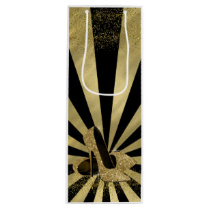 Black Gold Glitzer High Heel Schuhe Geschenktüte Für Weinflaschen