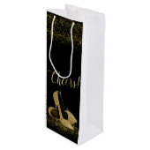 Black Gold Glitzer High Heel Schuhe Geschenktüte Für Weinflaschen (Vorderseite Schrägansicht)