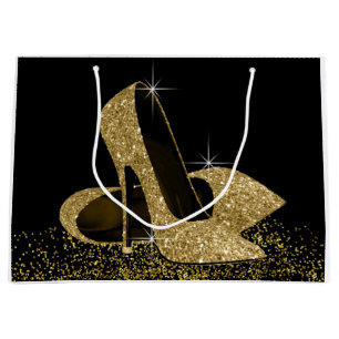 Black Gold Glitzer High Heel Schuhe Große Geschenktüte