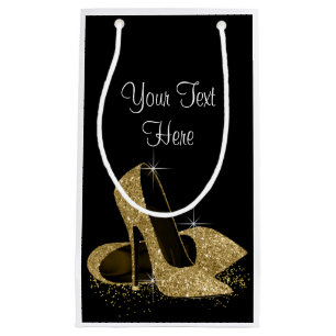 Black Gold Glitzer High Heel Schuhe Kleine Geschenktüte