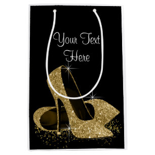 Black Gold Glitzer High Heel Schuhe Mittlere Geschenktüte